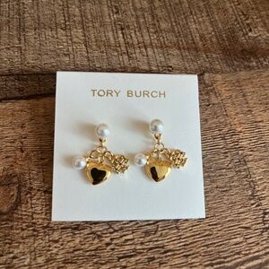 Tory Burch Kira Goldtone, Cystal and Faux Pearl Charm Drop Earrings